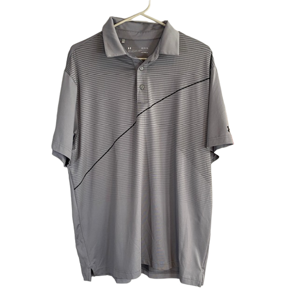 Under Armour Gray Short Sleeve Collared Golf Shirt Men Sz L